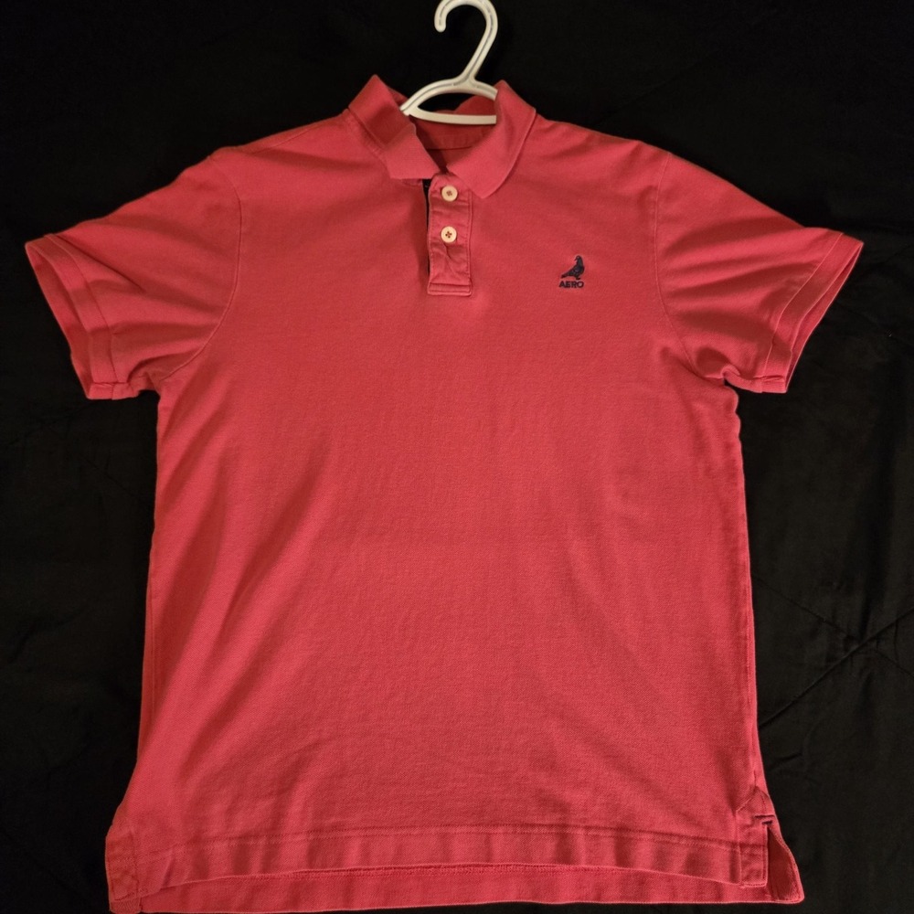 Aeropostale Shirt Mens Large Pink 100% Cotton Nineteen Eighty‎ Seven Polo Casual